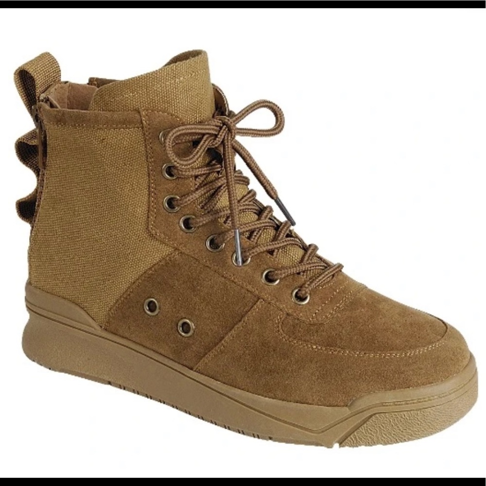 Tan sneaker style shoe boots
